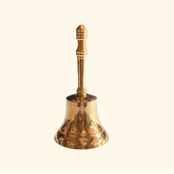 Large Brass bell made in India 7 7/8”T x 3 3/4”W - Picture 1 of 8